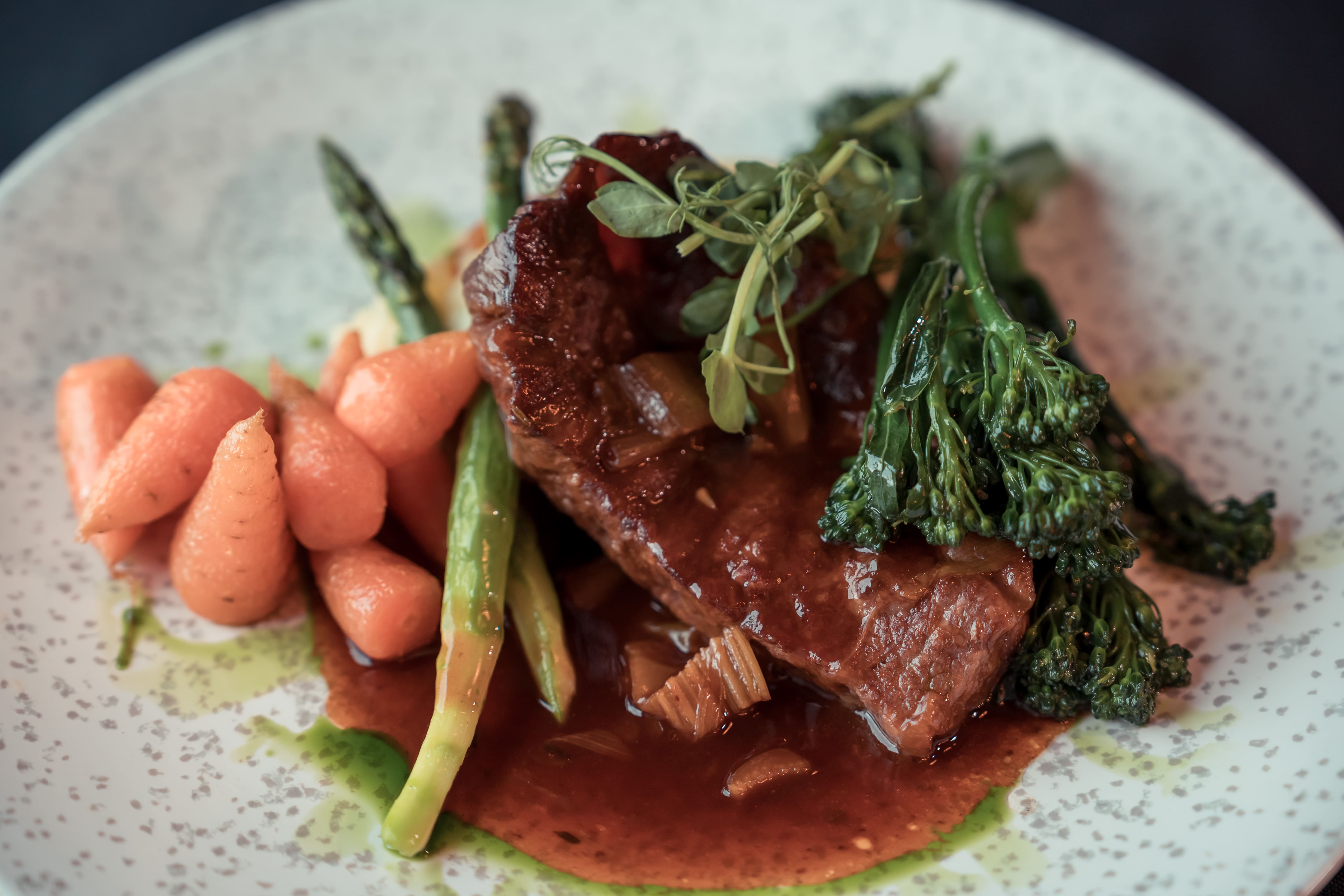 Braised Featherblade Aussie Beef with Green Vegetables