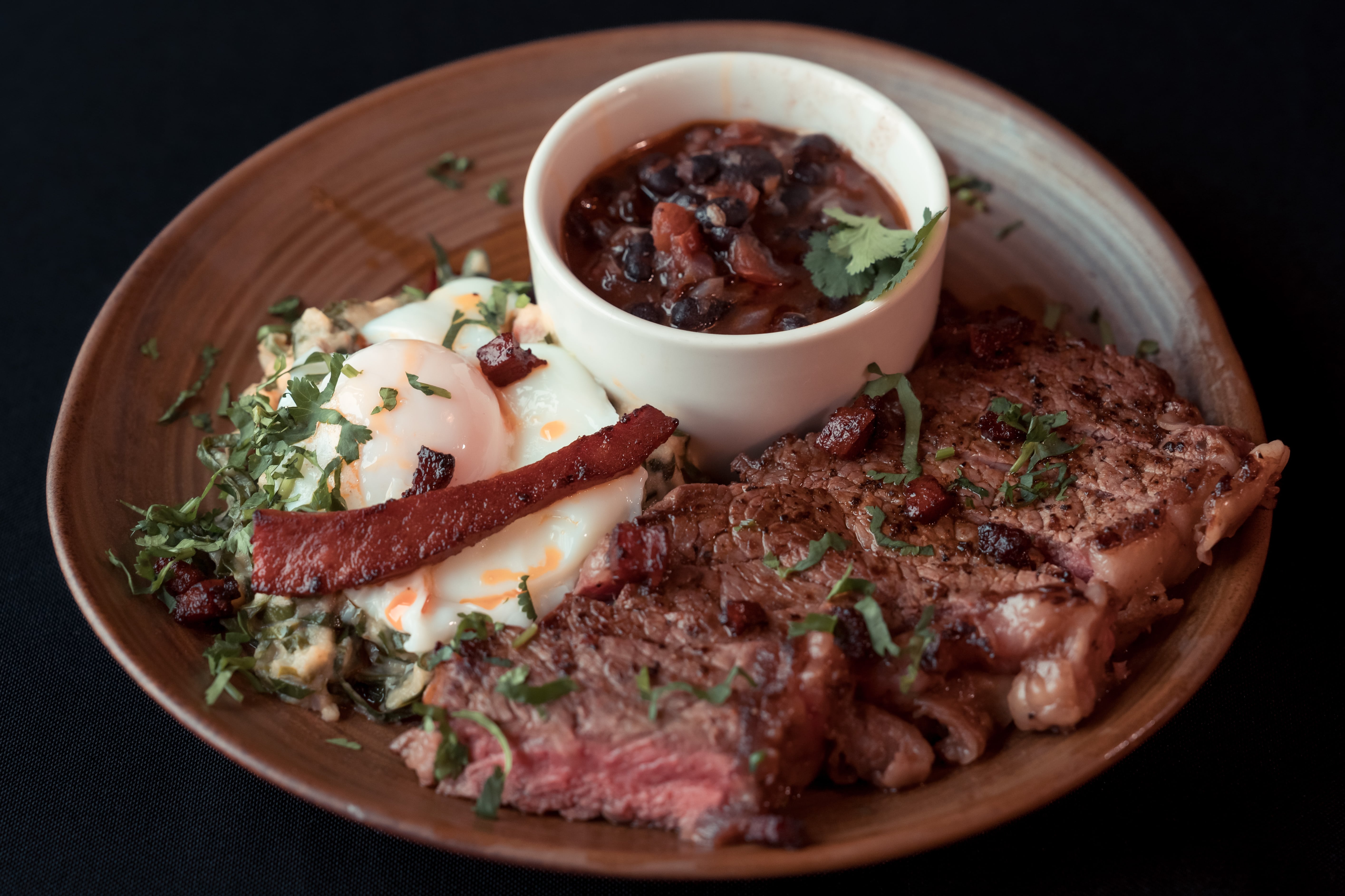 Aussie Wagyu Beef Sirloin Steak with Black Bean Stew