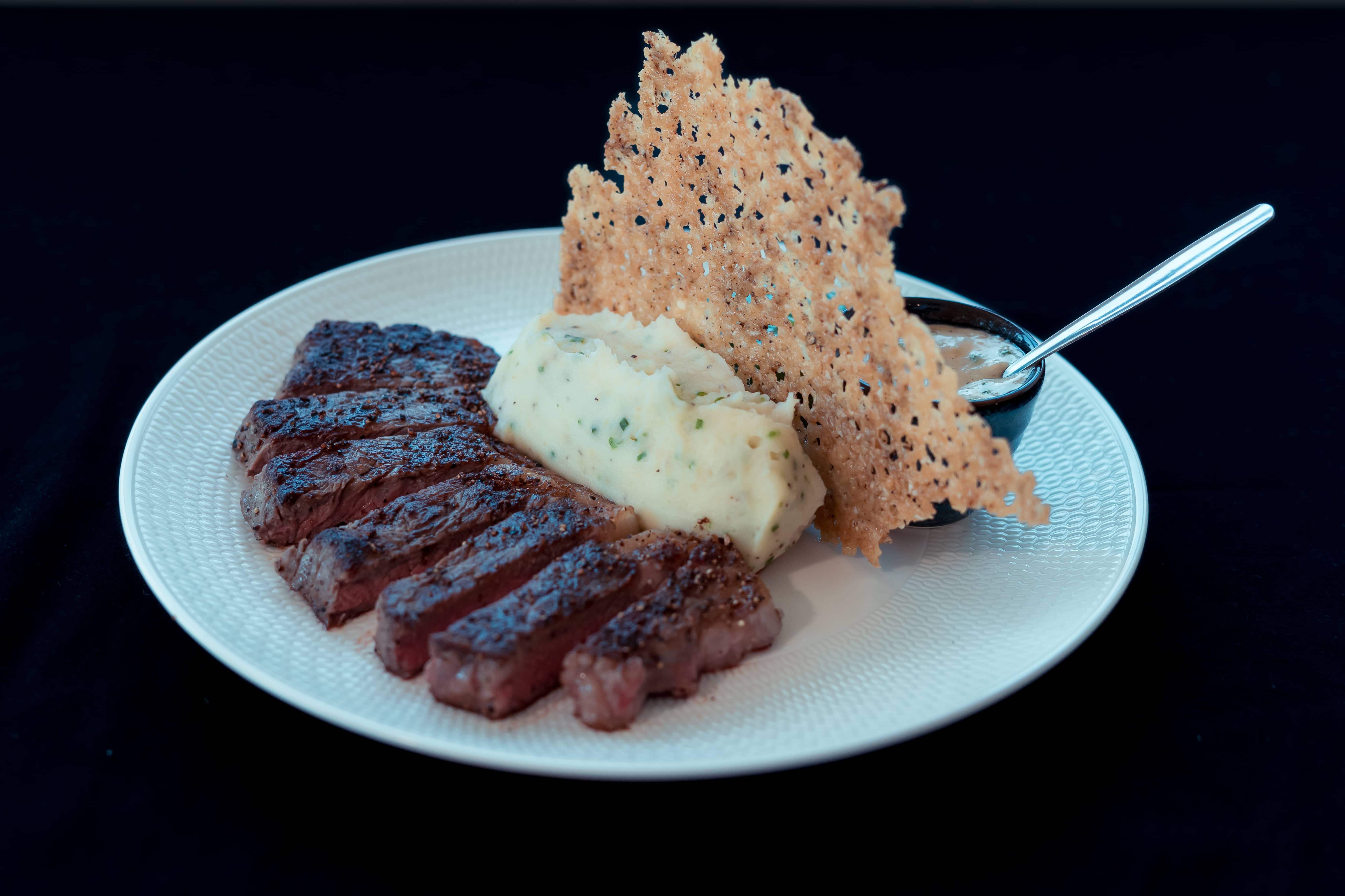 Beef Sirloin Steak, black pepper, hispi cabbage parcel, sweet onion