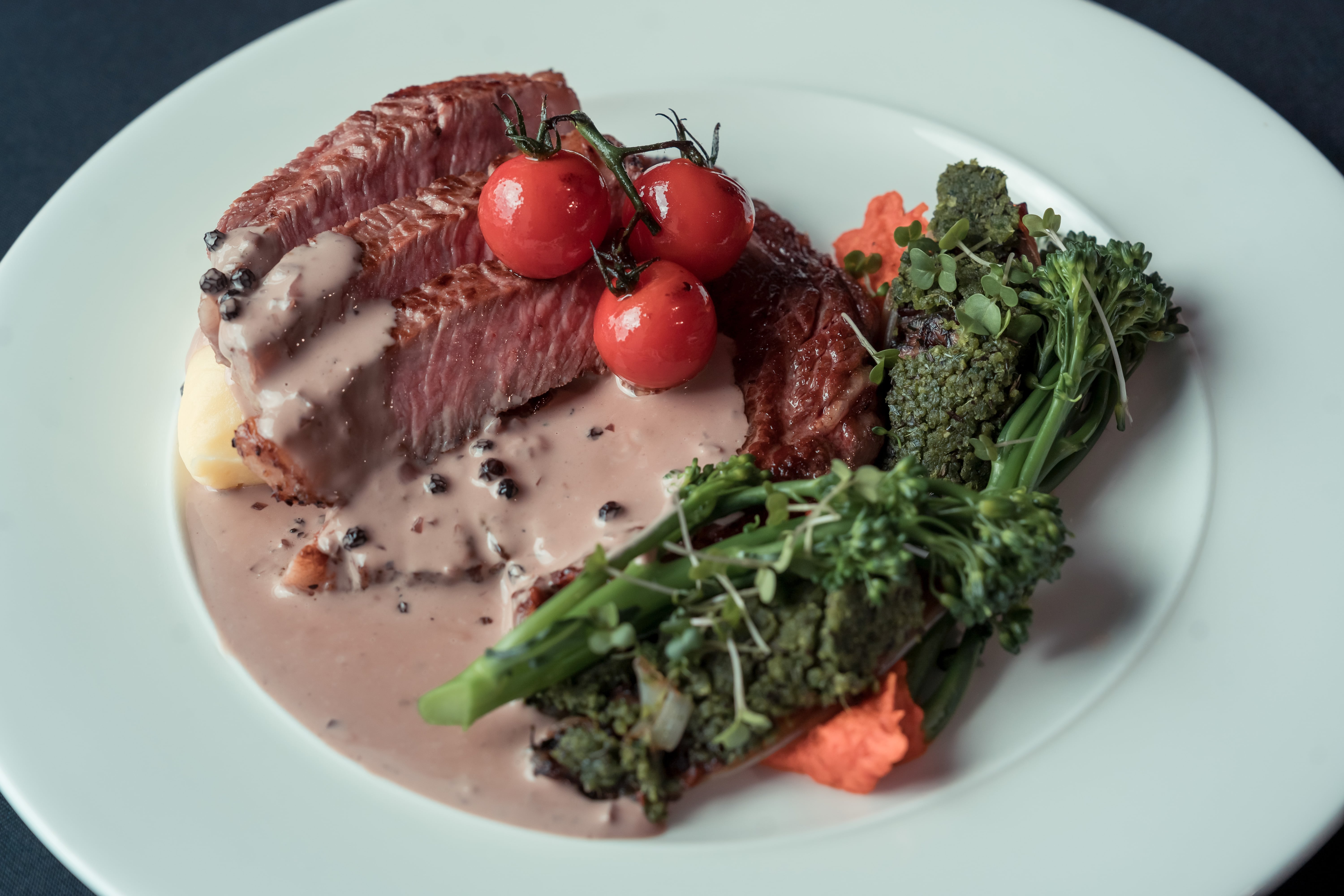 Beef Ribeye with Mustard Mash and Stuffed Onion Crust